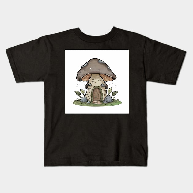 Rocky Mushroom Chalet Kids T-Shirt by rymeldy